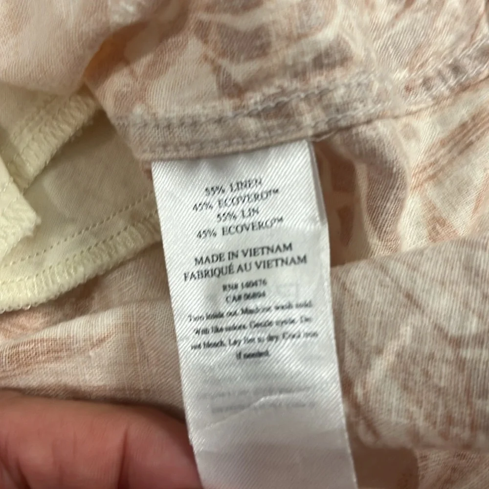 Faherty Gemina Linen Blend Shift Dress in Peach Palms Size Small - Picture 11 of 12